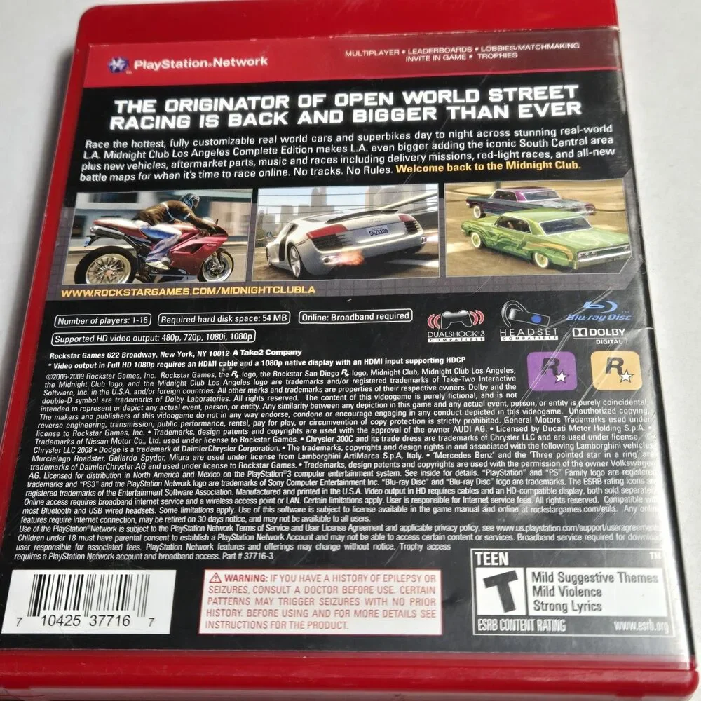 Midnight Club: Los Angeles - Complete Edition (Sony PlayStation 3, 2009)